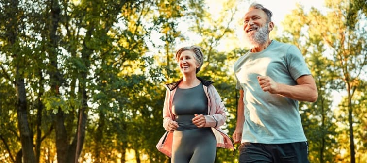 Older couple running