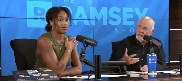 Dave Ramsey taking a call on his show with cohost