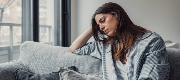 Woman looking distressed